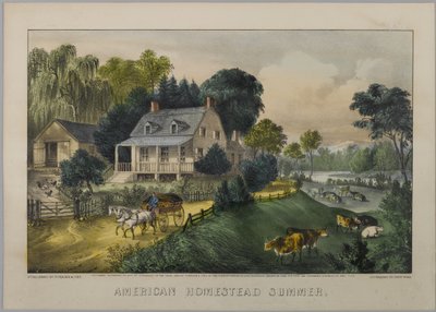American Homestead Summer by N. and Ives, J.M. Currier